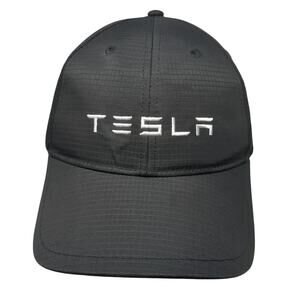 Tesla Strapback Hat Black One Size Adjustable Embroidered 6 Panel